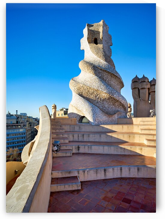 Rooftop views of Casa Mila in sunny Barcelona by Marco Brivio