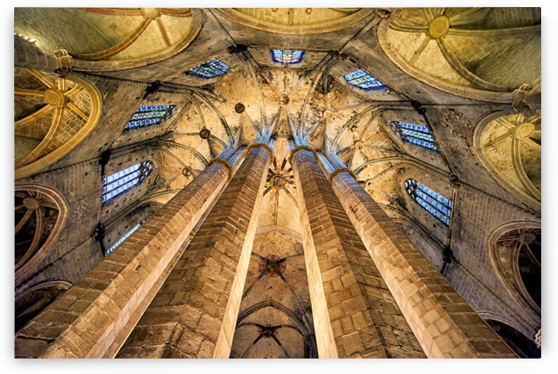 View of the interior columns at Santa Maria del Mar in Barcelona by Marco Brivio