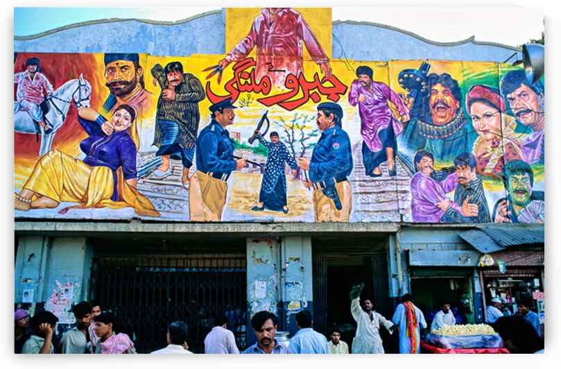 Wall art outside cinema in Lahore showing local culture and life by Marco Brivio