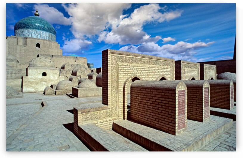 Explore monuments in Khiva Uzbekistan under a blue sky by Marco Brivio