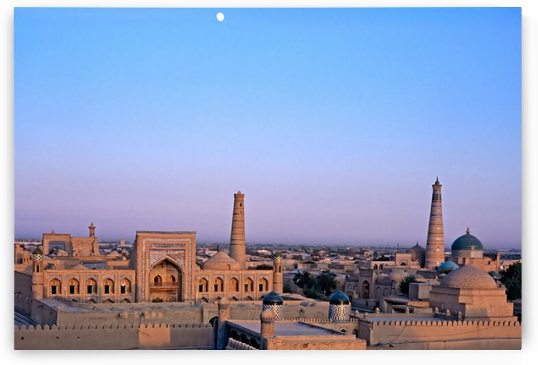 Sunset view over Khivas historic architecture in Uzbekistan by Marco Brivio