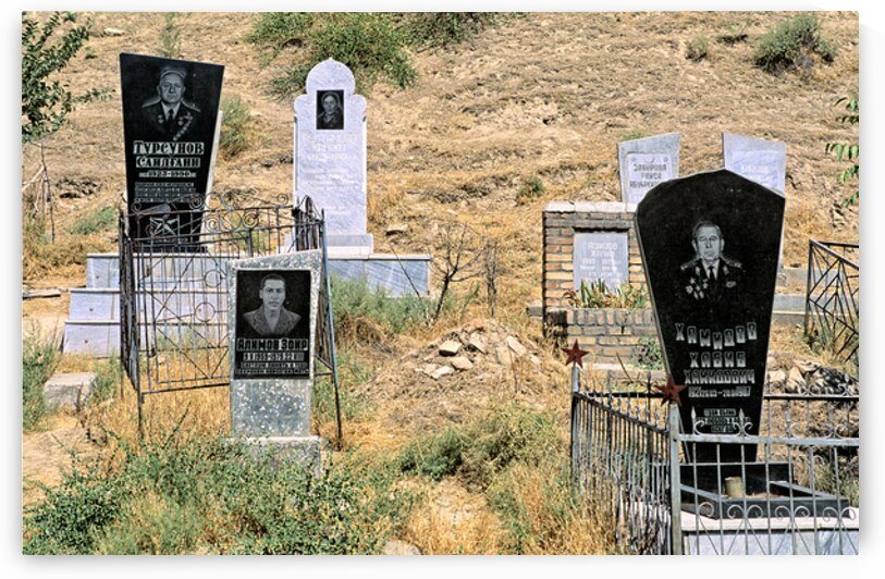 Cemetery in Samarkand shows different tombstones and graves by Marco Brivio