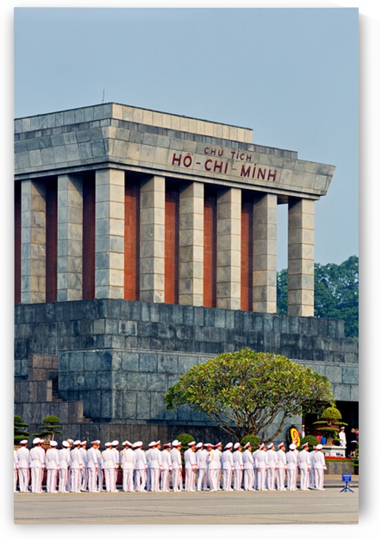Soldiers in white gather at Ho Chi Minh Mausoleum by Marco Brivio