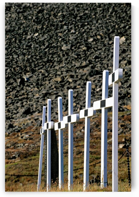 Crosses mark a cemetery in Longyearbyen Svalbard Archipelago by Marco Brivio