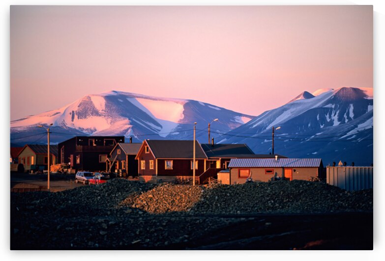 Longyearbyen scene with mountains at sunset in Svalbard by Marco Brivio