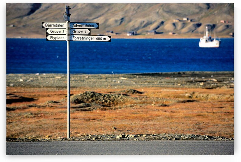 Directions guide visitors in Longyearbyen Svalbard Archipelago by Marco Brivio