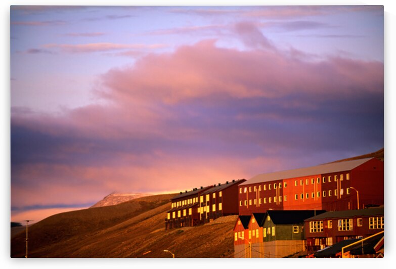 Sunset over longyearbyen in svalbard archipelago norway by Marco Brivio