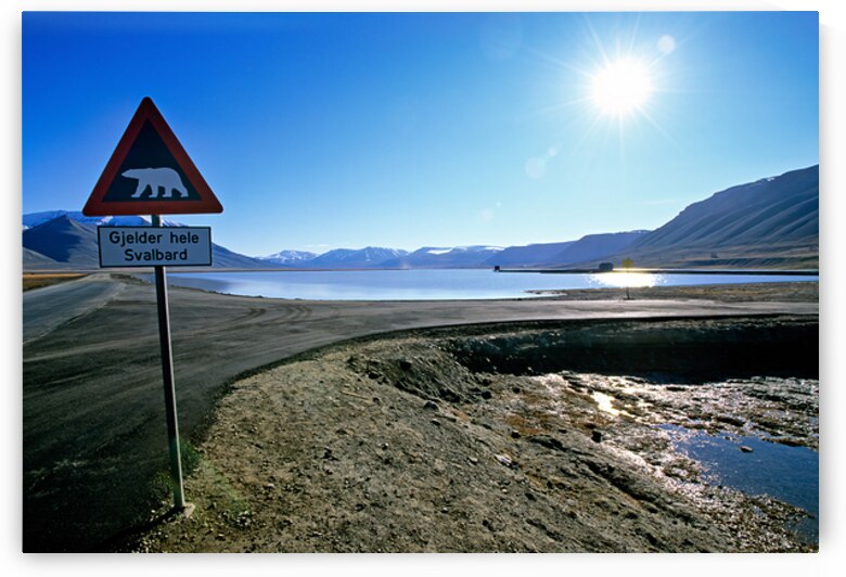 Warning signs in Longyearbyen Svalbard Archipelago Norway by Marco Brivio