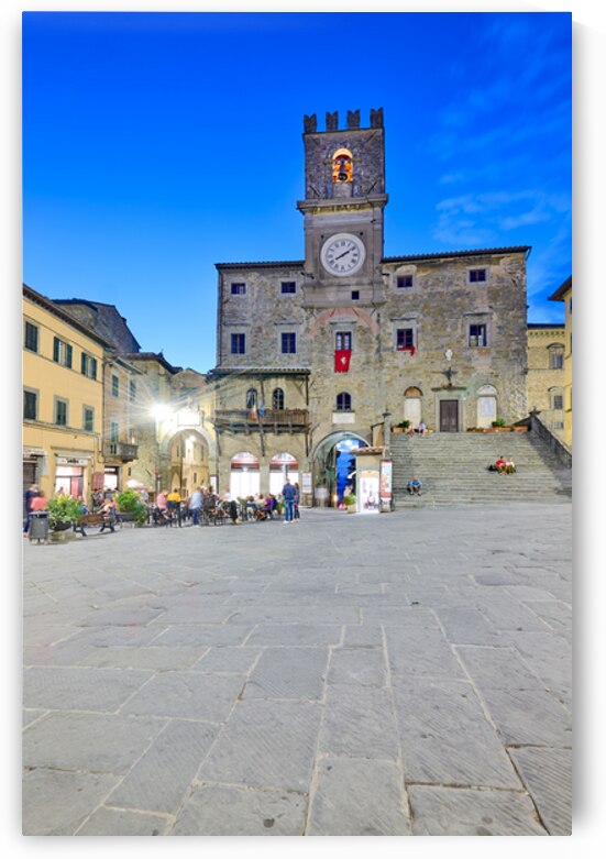Sunset view of Palazzo del Popolo in Cortona Italy by Marco Brivio