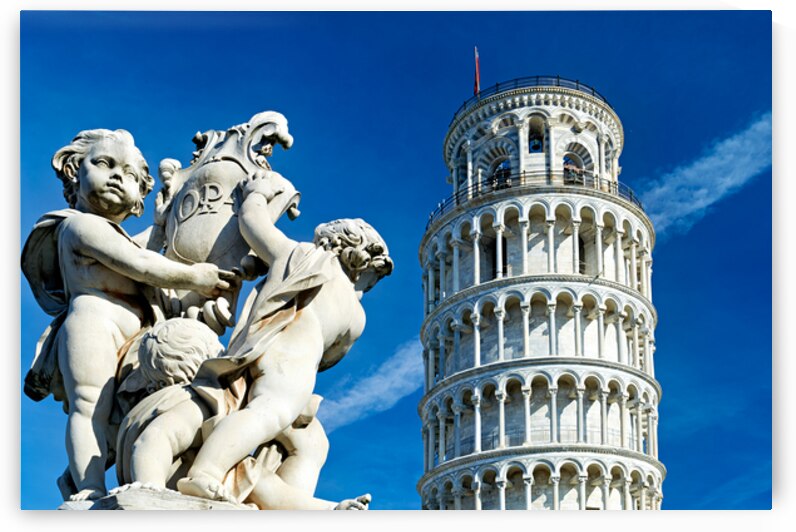 Leaning Tower and fountain in Piazza dei Miracoli in Pisa by Marco Brivio