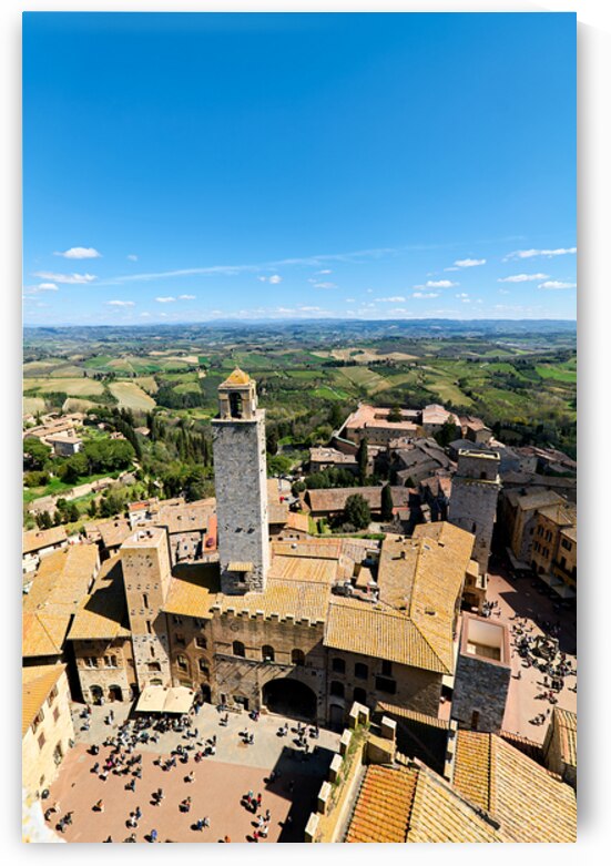 Aerial view of San Gimignano old town in Tuscany Italy by Marco Brivio