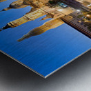 Zaragoza. Saragossa. Aragon. Spain. Cathedral Basilica of Our Lady of the Pillar and river Ebro at sunset Metal print