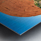 Vast red rock formation under a clear blue sky. Metal print