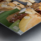 Cheese display at Viktualienmarkt in Munich Bavaria Germany Metal print