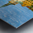 Pragues Vltava riverfront with historic architecture and lively Metal print