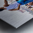 People sit on a boat on the Ganges River Metal print