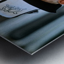 Elderly man in traditional hat walks in Bukhara Uzbekistan Metal print