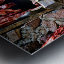 Butcher shop on street in Uzbekistan shows meat and cow parts Metal print