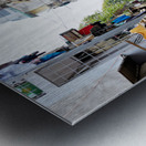 People walk along railway tracks in Ho Chi Minh City Vietnam Metal print