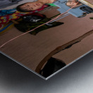 Sewing clothes at a market stall in Phu Quoc Vietnam Metal print