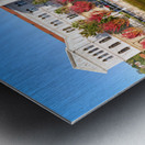 University building reflects in water in Bilbao Spain Metal print