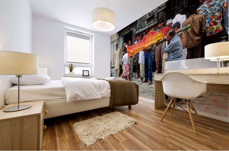 Nepal. Kathmandu. Cremation in Pashupatinath Mural print