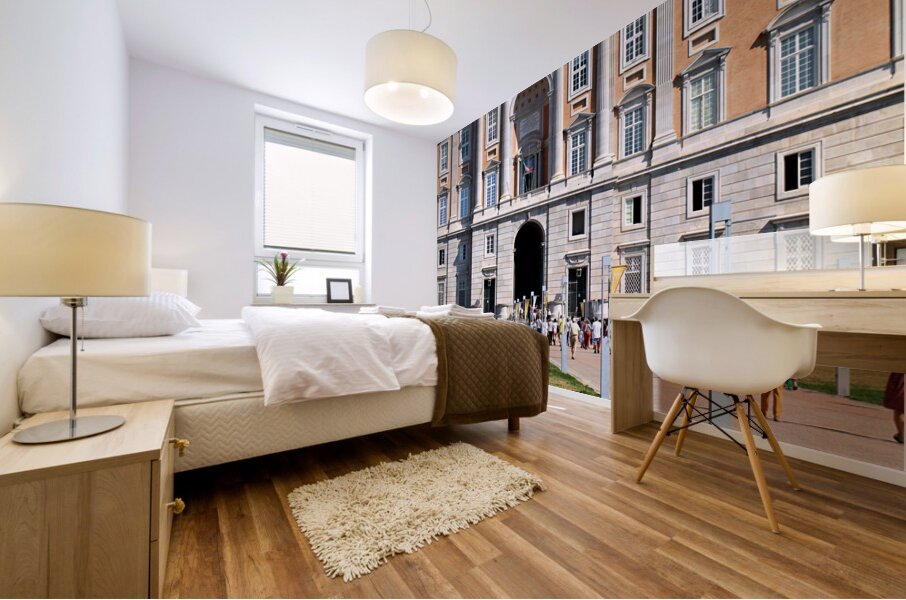 Caserta Campania Italy. The Royal Palace. Visitors approaching the entrance Mural print