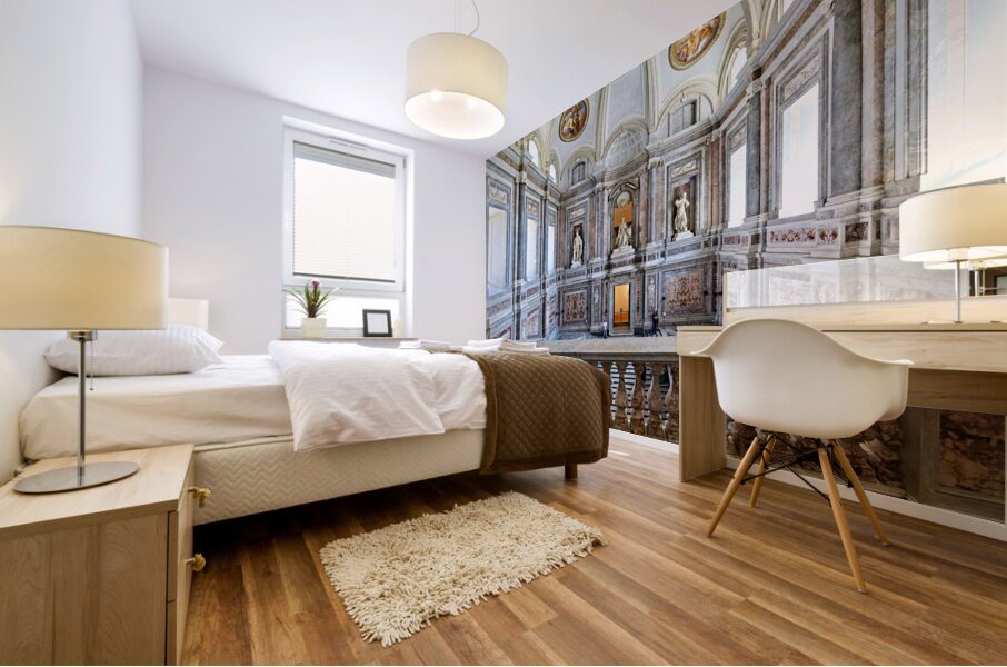 Caserta Campania Italy. The scalone staircase of honour by Luigi Vanvitelli at the Royal Palace Mural print