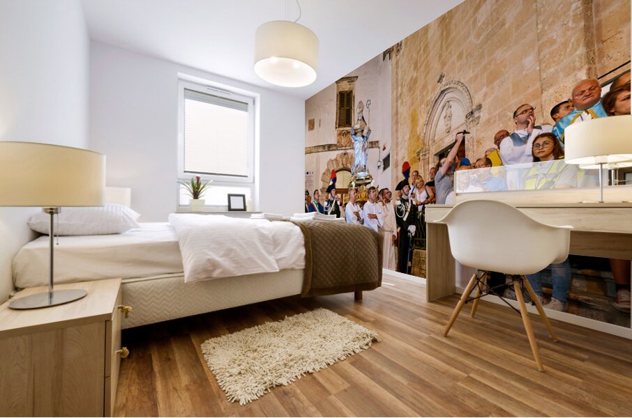 Apulia Puglia Italy. Ostuni. Festival of Saint Orontius. Procession with the statue of the Saint Mural print