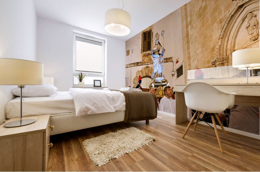 Apulia Puglia Italy. Ostuni. Festival of Saint Orontius. Procession with the statue of the Saint Mural print