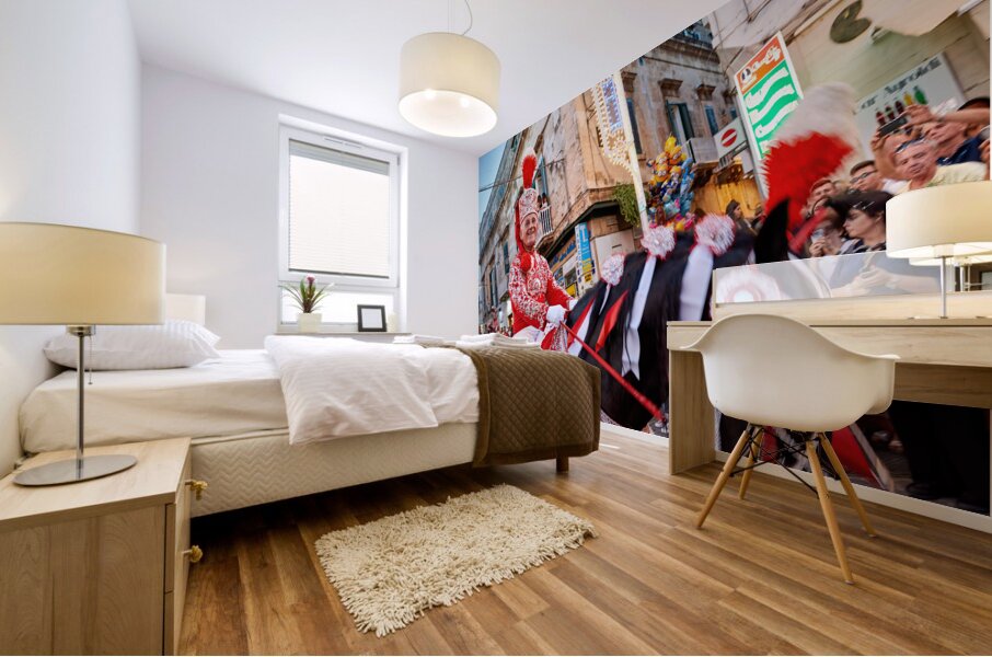 Apulia Puglia Italy. Ostuni. Festival of Saint Orontius. The cavalcata a procession of horses in the streets of the town Mural print
