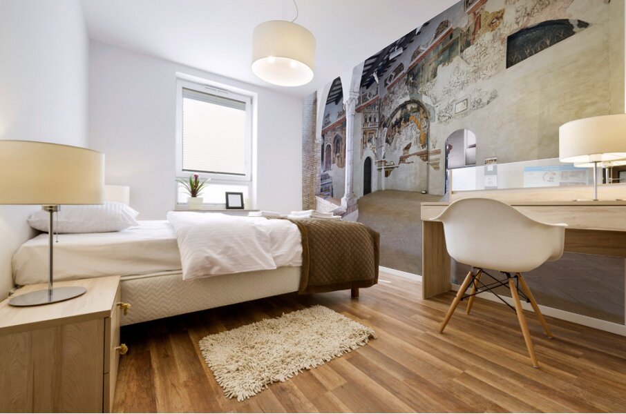 Foligno Umbria Italy. Frescoes at Trinci Palace Palazzo Trinci a patrician residence and museum. Mural print