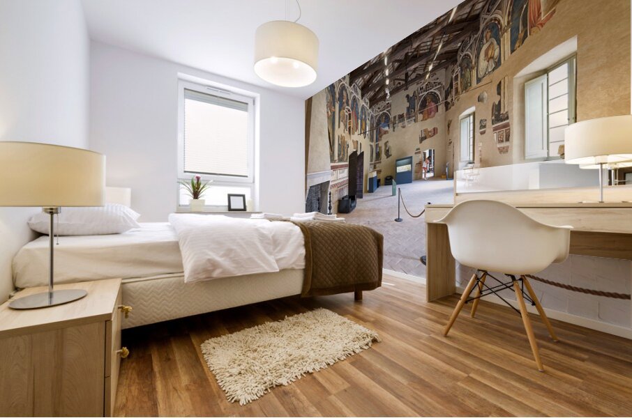 Foligno Umbria Italy. Frescoes at Trinci Palace Palazzo Trinci a patrician residence and museum. Mural print