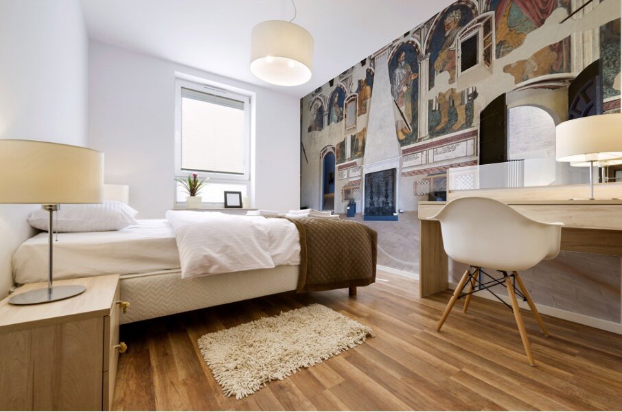 Foligno Umbria Italy. Frescoes at Trinci Palace Palazzo Trinci a patrician residence and museum. Mural print