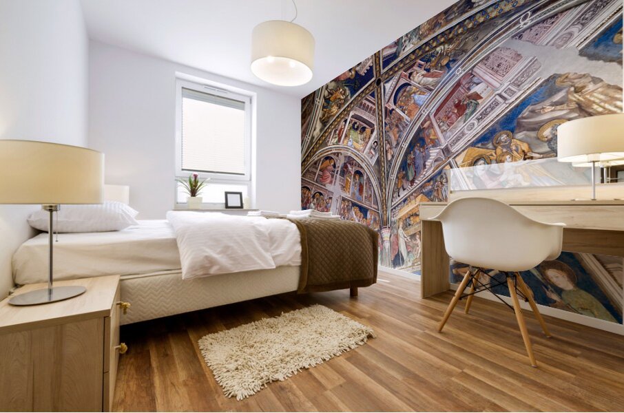 Foligno Umbria Italy. Frescoes at Trinci Palace Palazzo Trinci a patrician residence and museum. Mural print