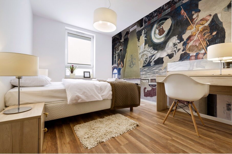 Foligno Umbria Italy. Frescoes at Trinci Palace Palazzo Trinci a patrician residence and museum. Mural print