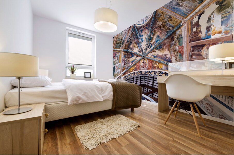 Montefalco Umbria Italy. San Francesco Church frescoed by Benozzo Gozzoli. The apse Mural print