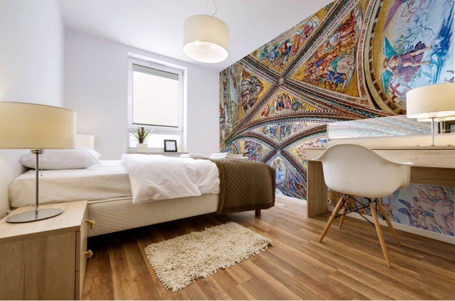 Orvieto Umbria Italy. The vault of the chapel of the Madonna di San Brizio frescoed by Fra Angelico and Benozzo Gozzoli Mural print