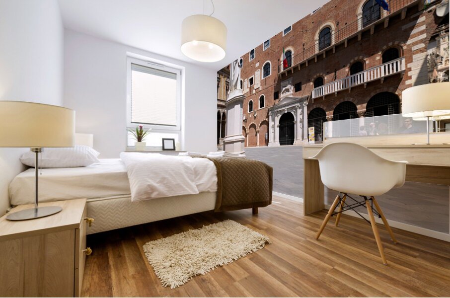 Verona Veneto Italy. Piazza dei Signori with the monument to Dante Mural print