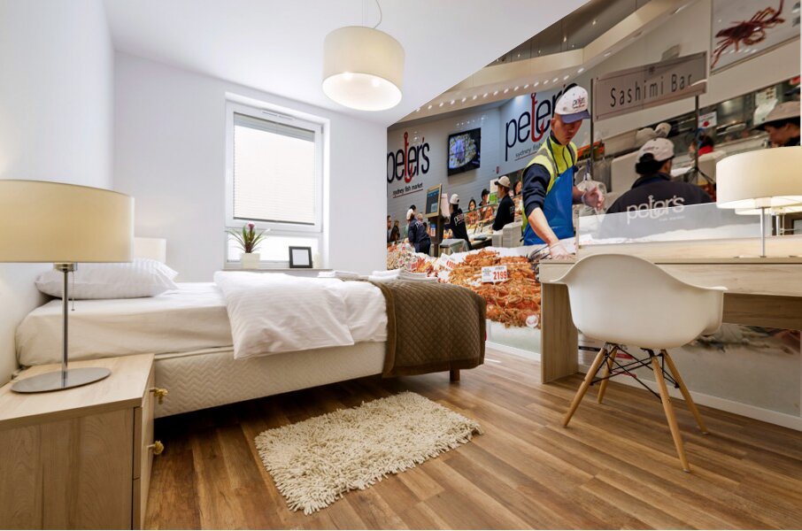 Peters Sydney Fish Market displays fresh seafood for sale. Mural print