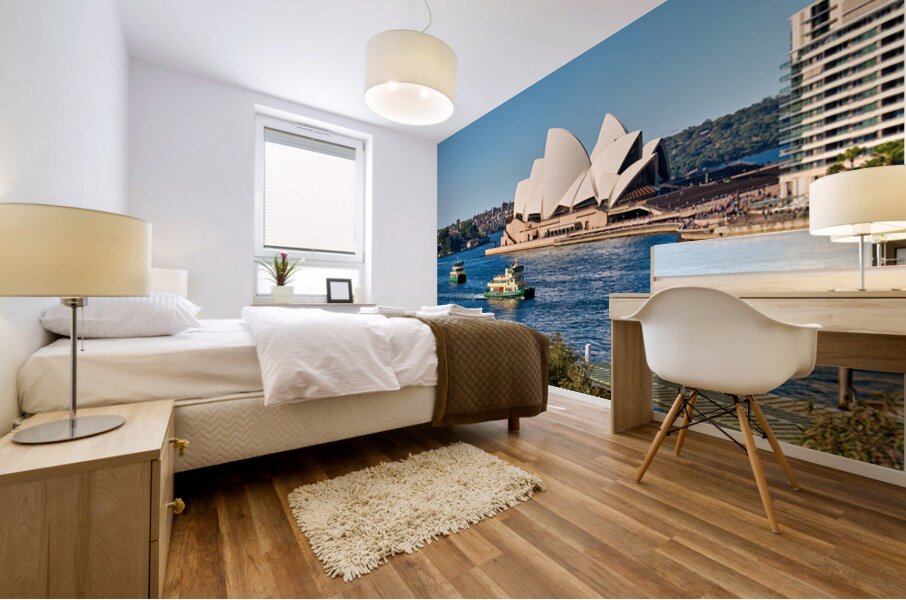 Sydney Opera House and ferries on a sunny day. Mural print