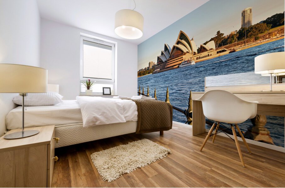 Sydney Opera House and harbor at sunset. Mural print