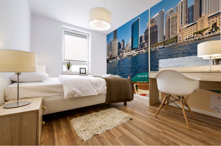 Sydney skyline viewed from a ferry on a sunny day. Mural print