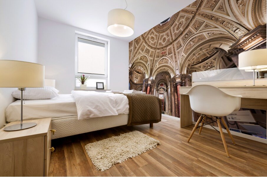 Ornate domed museum interior with grand architecture. Mural print