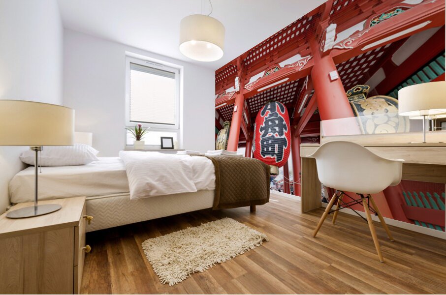 Senso ji temple entrance in Asakusa Tokyo during busy visiting  Mural print