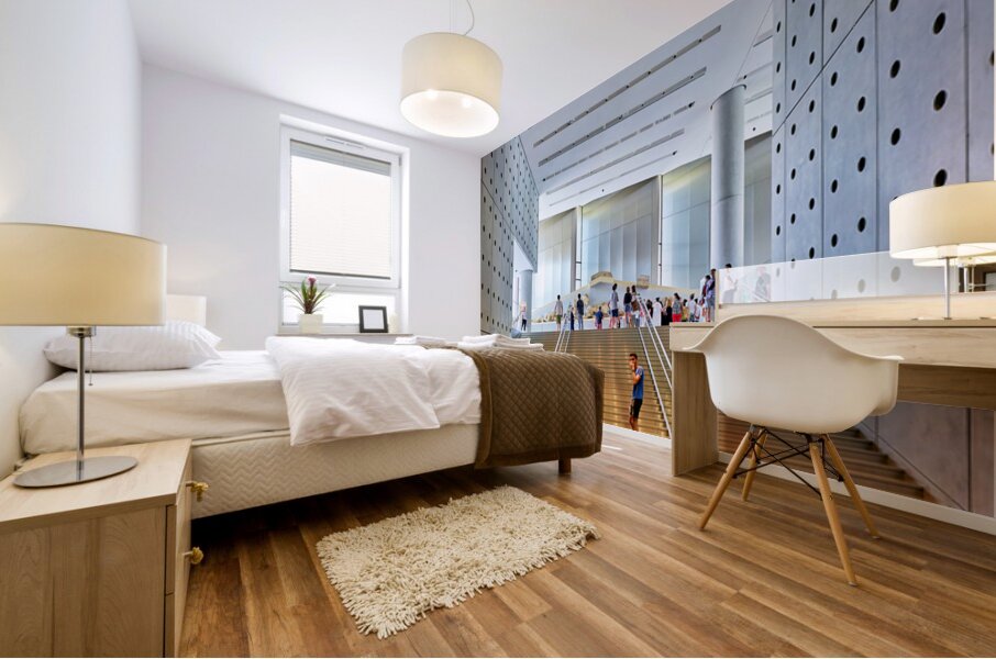 People walk around the Acropolis Museum in Athens Greece Mural print