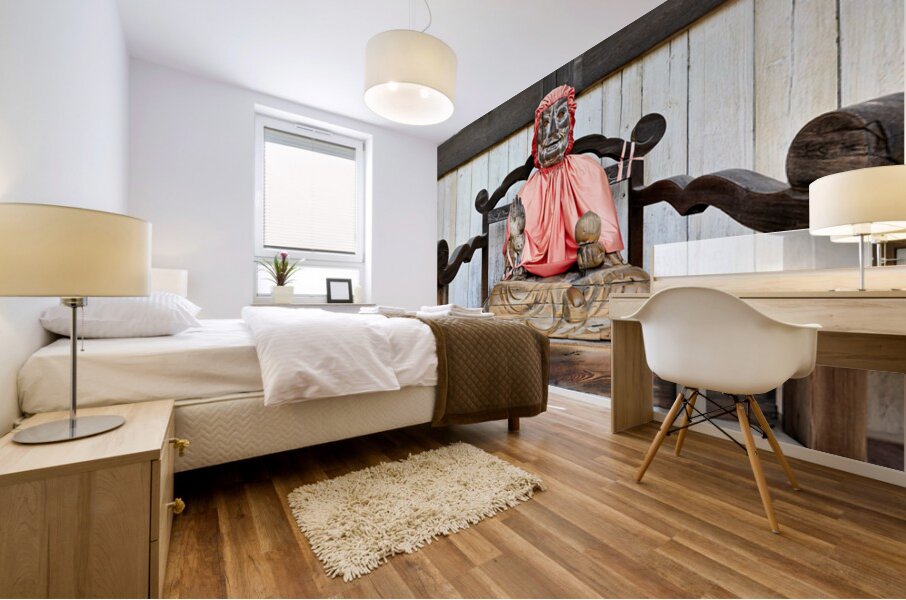 Binzuru wood statue of Pindola Bharadvaja at Todai ji shrine in  Mural print