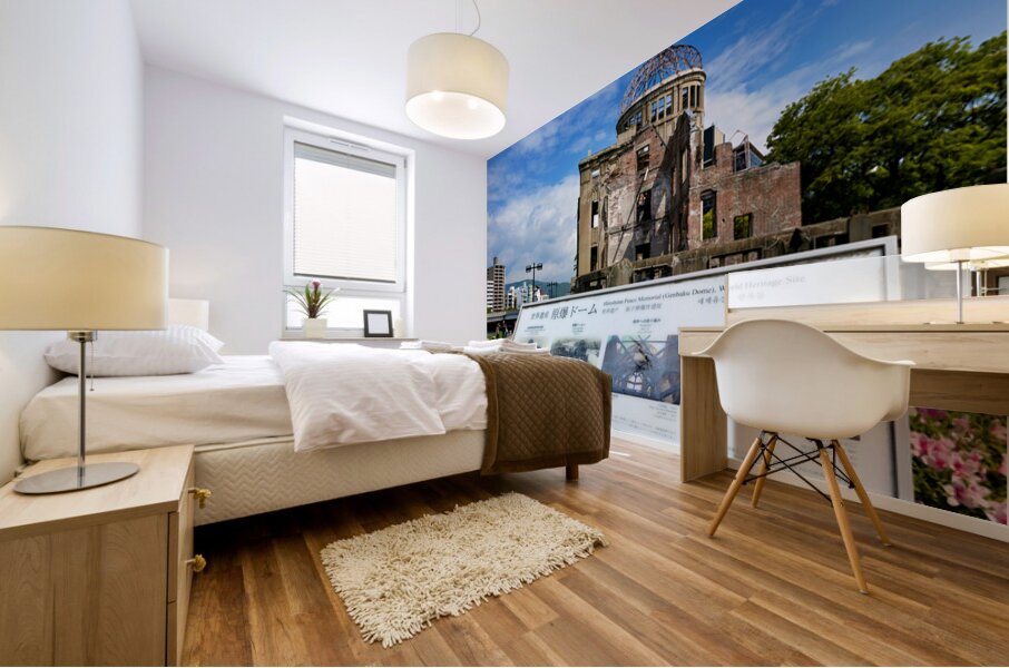 Hiroshima Peace Memorial Genbaku Dome and surrounding area in Ja Mural print