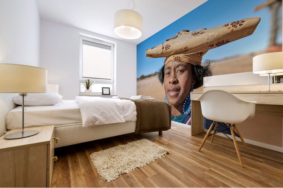 Portrait of a woman from the Herero Bantu ethnic group in Namibi Mural print