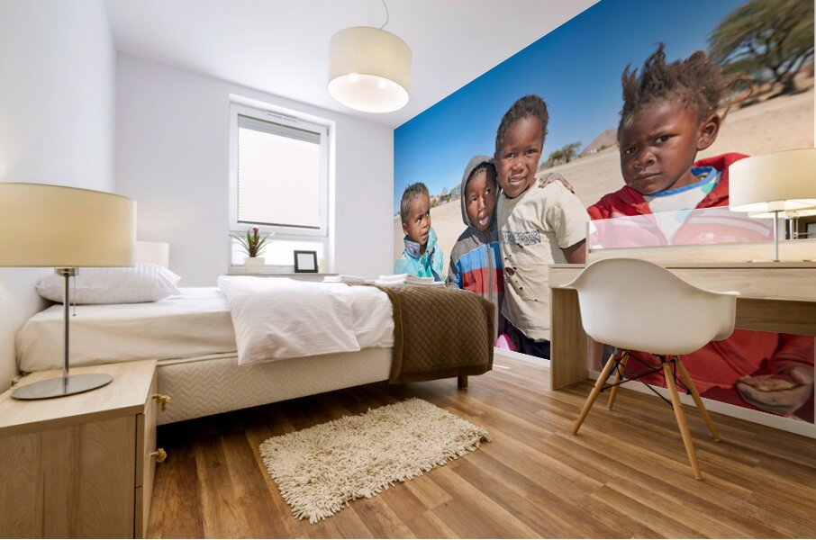 Group of children in Damaraland Namibia on a sunny day Mural print